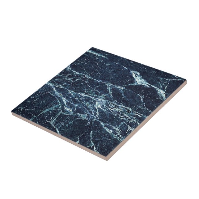 Carreau En Céramique Motif de marbre moderne bleu (Côté)