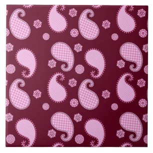 Carreau En Céramique Motif de marguerite, rose glacé et bordeaux
