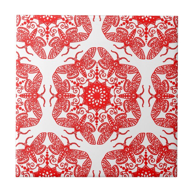 Carreau En Céramique Motif de mite de Wycinanka (Devant)
