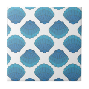 Carreau En Céramique Motif de mosaïque de coquillage bleu