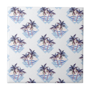 Carreau En Céramique Motif de palmiers géométriques couleur aquarelle