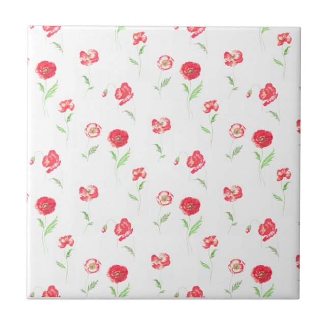 Carreau En Céramique Motif de pavots sauvages (Devant)