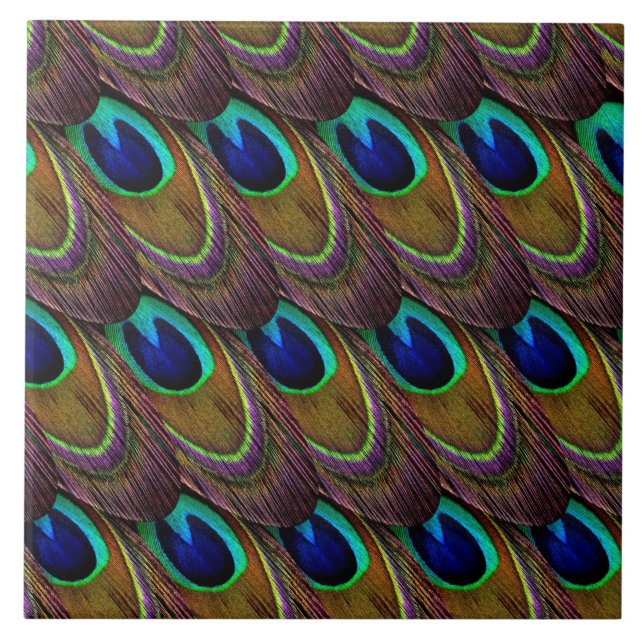 Carreau En Céramique Motif de plume de paon (Devant)