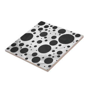 Carreau En Céramique Motif de point noir de polka de Kohl
