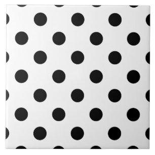 Carreau En Céramique Motif de point noir et blanc de polka