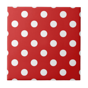 Carreau En Céramique Motif de point rouge et blanc de polka