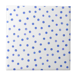 Carreau En Céramique Motif de points bleu et blanc de confettis