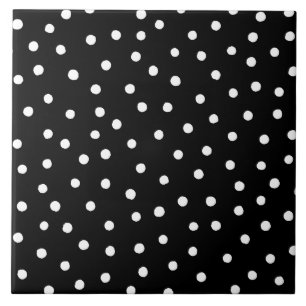 Carreau En Céramique Motif de points noir et blanc de confettis