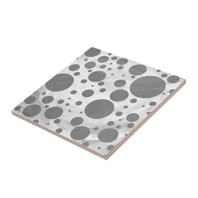 Carreau En Céramique Motif de points Polka gris ardoise (Côté)