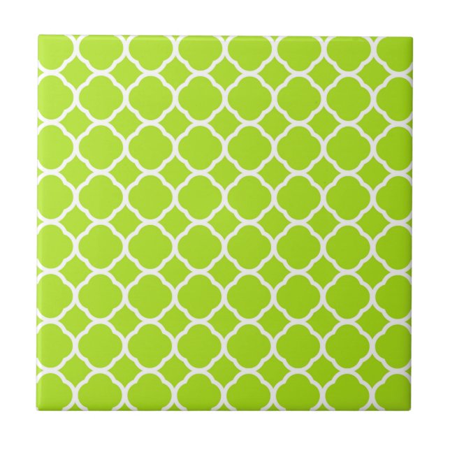 Carreau En Céramique Motif de quatrefoil vert et blanc (Devant)