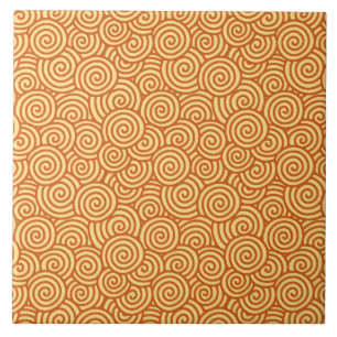 Carreau En Céramique Motif de remous de Japonais - mandarine et