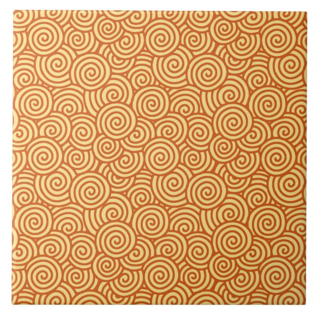 Carreau En Céramique Motif de remous de Japonais - mandarine et (Devant)