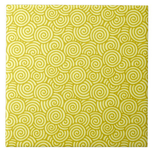 Carreau En Céramique Motif de remous de Japonais - moutarde et