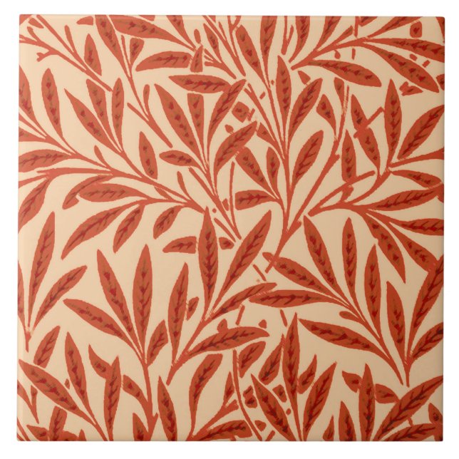 Carreau En Céramique Motif de saule de William Morris, mandarine (Devant)
