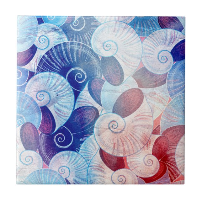 Carreau En Céramique Motif de scène de coquillages (Devant)