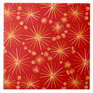 Carreau En Céramique Motif de Spoutnik de la moitié du siècle,