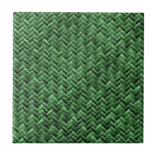 Carreau En Céramique Motif de tissage de panier vert