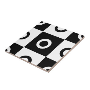 Carreau En Céramique Motif de vérification noir et blanc