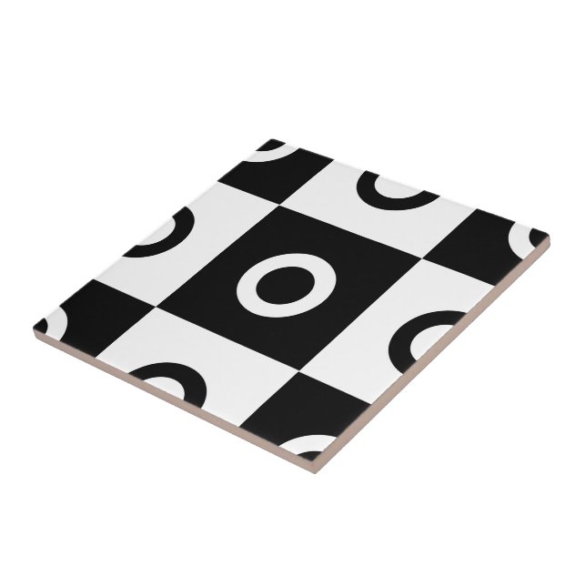 Carreau En Céramique Motif de vérification noir et blanc (Côté)