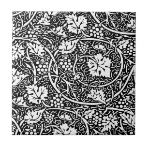 Carreau En Céramique Motif de vigne de raisin noir et blanc de William 