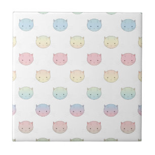 Carreau En Céramique Motif de visages de chatons pastel mignons