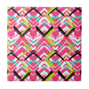 Carreau En Céramique Motif de zigzag rose tiré par la main