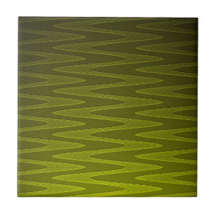 Carreau En Céramique Motif de Zigzag vert d'olive liminique