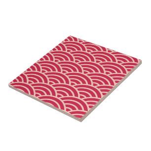 Carreau En Céramique Motif d'échelle de poissons de Sakura de Japonais