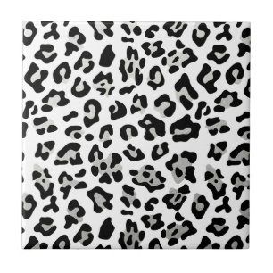 Carreau En Céramique Motif d'empreinte de léopard de noir d'aluminium