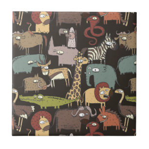 Carreau En Céramique Motif des animaux africains