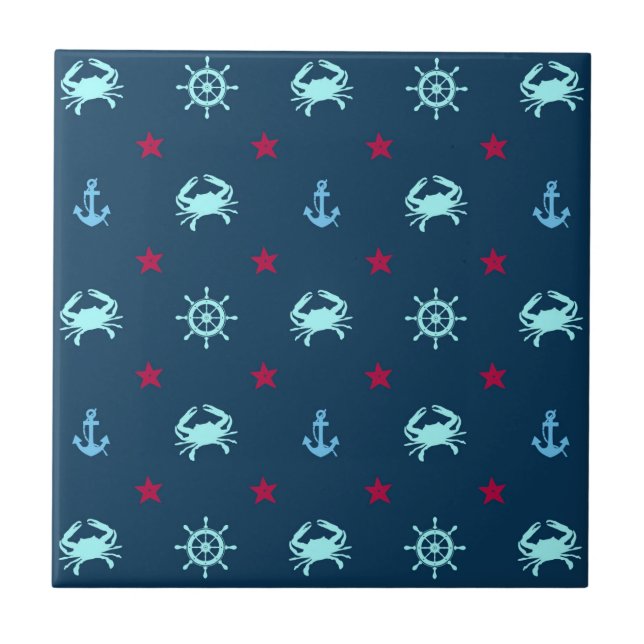 Carreau En Céramique Motif d'étoile nautique (Devant)