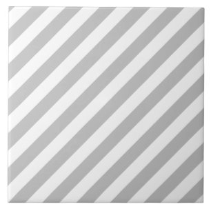 Carreau En Céramique Motif diagonal gris et blanc de rayures