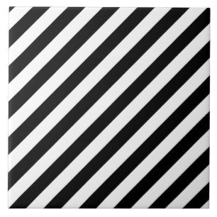 Carreau En Céramique Motif diagonal noir et blanc de rayures