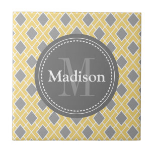 Carreau En Céramique Motif Diamond Gris Jaune Moderne
