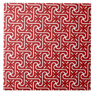 Carreau En Céramique Motif égyptien de tuile, rouge foncé et blanc