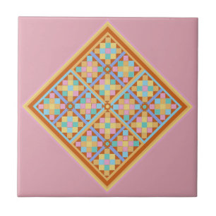 Carreau En Céramique Motif en diamant marocain sur arrière - plan rose