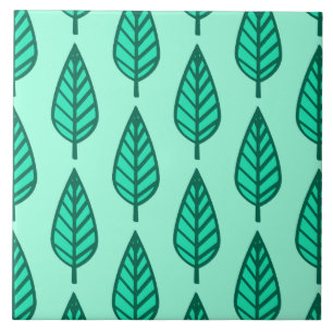 Carreau En Céramique Motif en feuille de hêtre - Turquoise et aqua