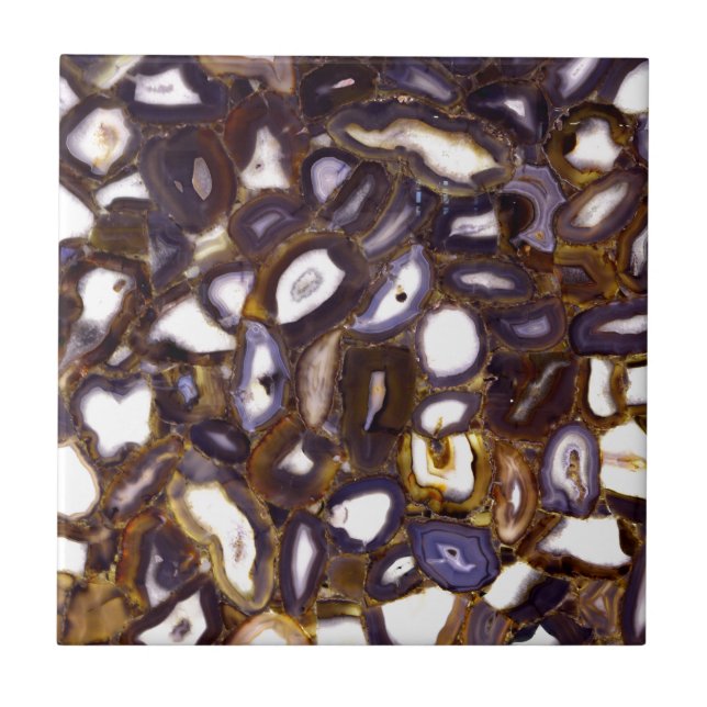Carreau En Céramique Motif en pierre blanche Brown violet (Devant)
