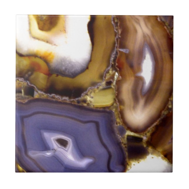 Carreau En Céramique Motif en pierre blanche Brown violet (Devant)