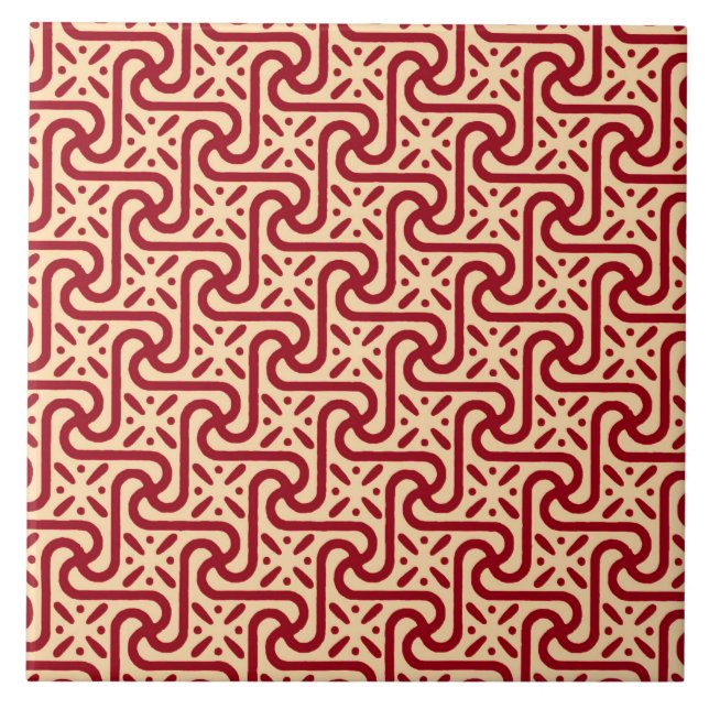 Carreau En Céramique Motif en tuiles égyptiennes, marron et pêche (Devant)