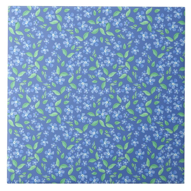 Carreau En Céramique Motif floral assez écervelé de vert bleu de (Devant)