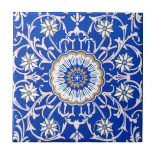 Carreau En Céramique Motif floral bleu de mandala