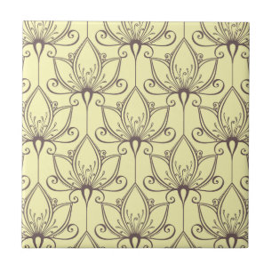 Carreau En Céramique Motif floral crème