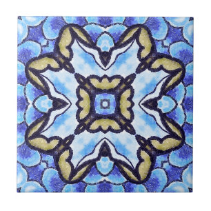Carreau En Céramique Motif floral d'abrégé sur romantique bleu Marocain
