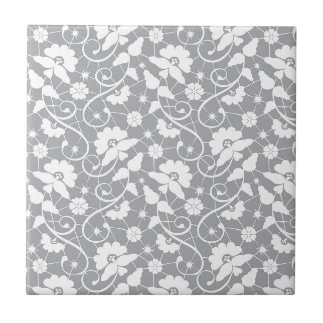 Carreau En Céramique Motif floral de dentelle (Devant)