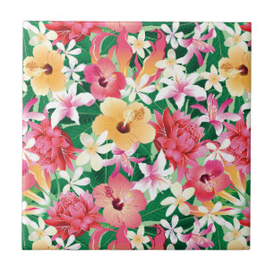 Carreau En Céramique Motif floral de ketmie tropicale