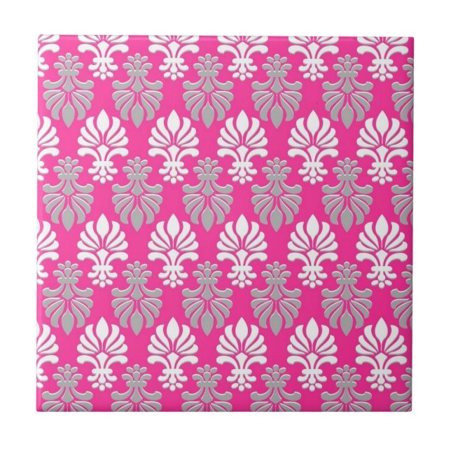 Carreau En Céramique Motif floral indien d'impression de bloc - rose (Devant)