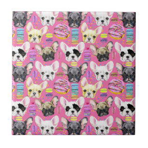 Carreau En Céramique Motif français de Bulldog Macaron