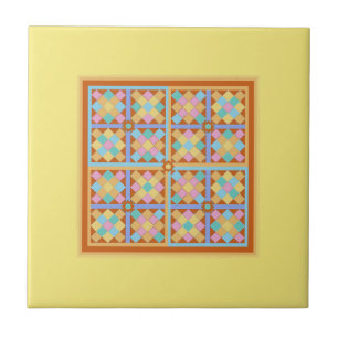 Carreau En Céramique Motif géométrique de style marocain sur jaune clai