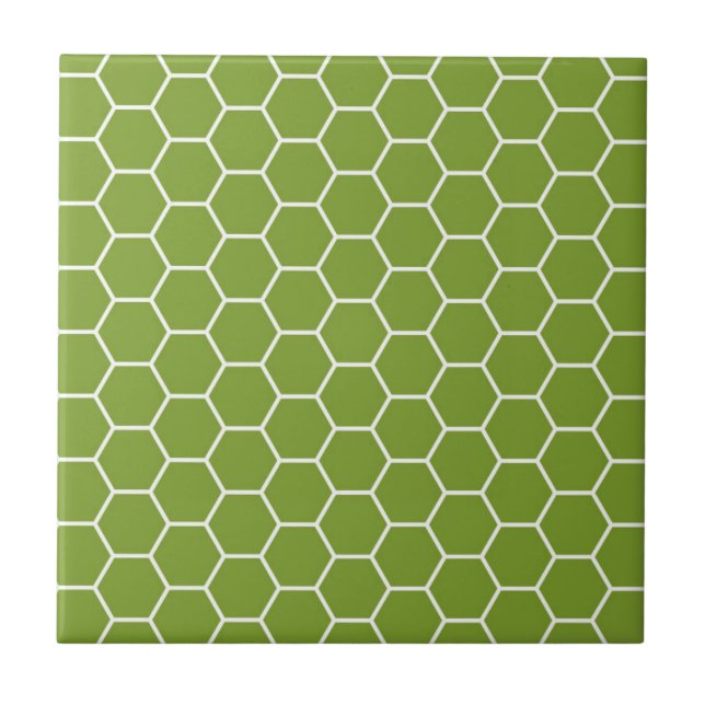 Carreau En Céramique Motif géométrique d'hexagone vert de nid (Devant)